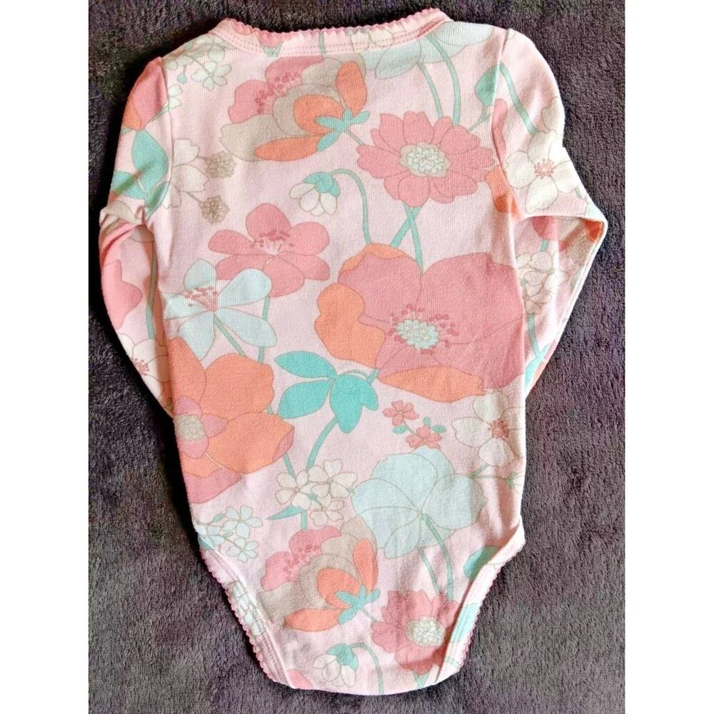 shirt 6 months Girls Carters baby Pink Floral Cross Front infant wear